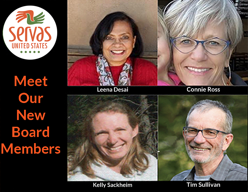 Graphic with Servas Logo and photos of new board members