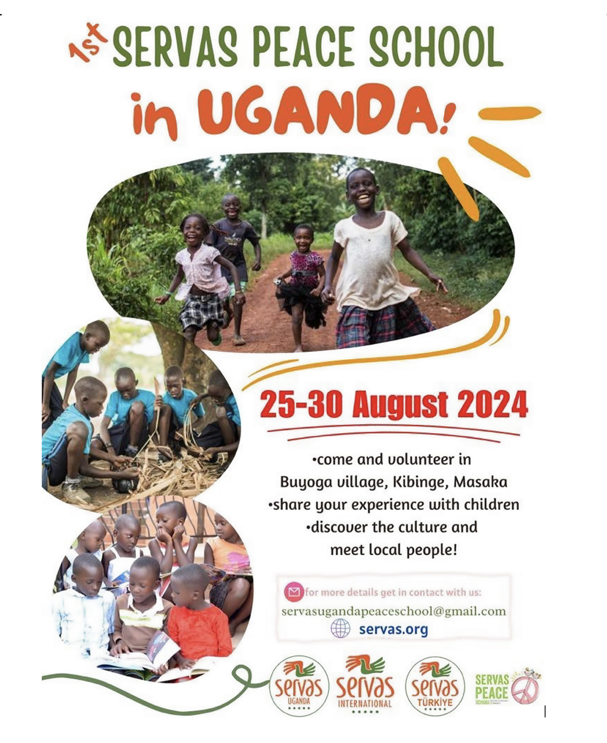 Full poster announcing Servas Peace School in Uganda