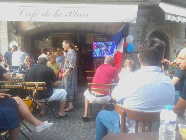 Watching the world cup with one of my host families in Chambéry 